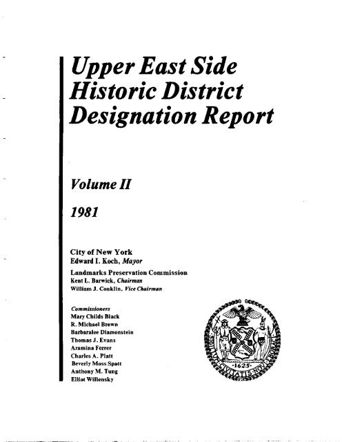 Upper East Side Historic District Designation Report - NYC.gov