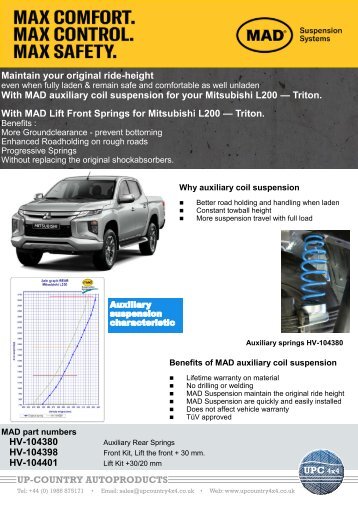 MAD Lift Front Springs Mitsubishi L200 Leaflet