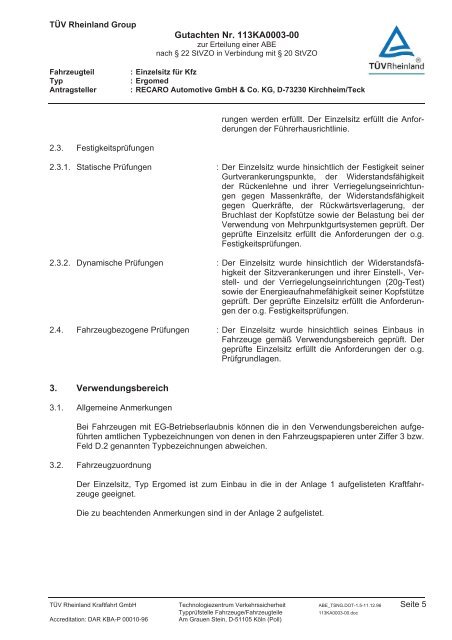 Kraftfahrt-Bundesamt - BCS Recaro