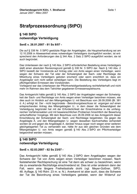 Strafprozessordnung Stpo Kolner Anwaltverein