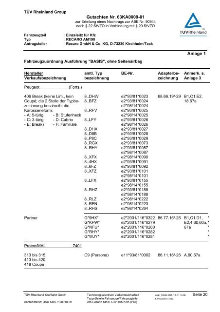 Kraftfahrt-Bundesamt - BCS Recaro