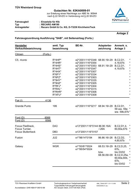 Kraftfahrt-Bundesamt - BCS Recaro