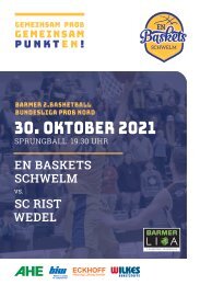 Heimspielheft EN Baskets Schwelm, Heimspieltag 30.10.2021 gegen SC RIST WEDEL