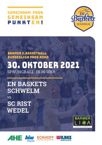 Heimspielheft EN Baskets Schwelm, Heimspieltag 30.10.2021 gegen SC RIST WEDEL