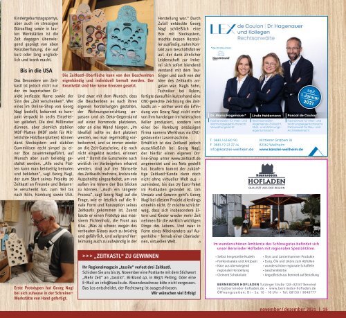 tassilo - das Magazin rund um Weilheim und die Seen - Ausgabe November/Dezember 2021