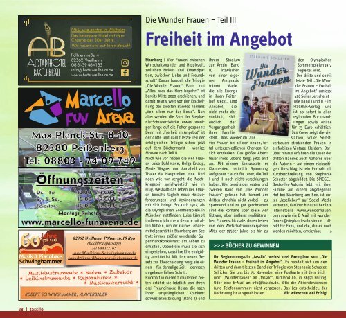 tassilo - das Magazin rund um Weilheim und die Seen - Ausgabe November/Dezember 2021