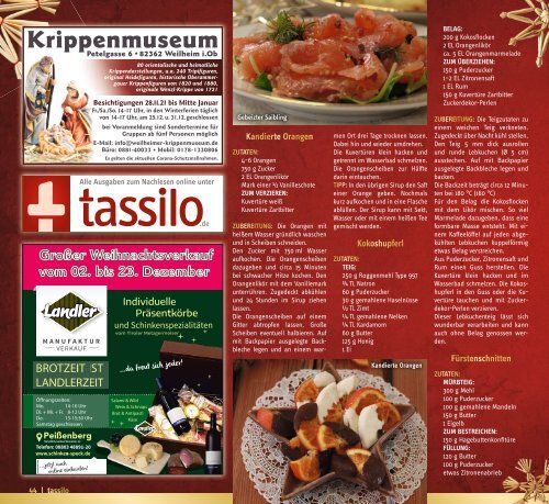 tassilo - das Magazin rund um Weilheim und die Seen - Ausgabe November/Dezember 2021