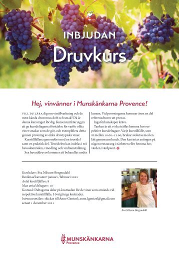 Inbjudan Druvkurs 2022