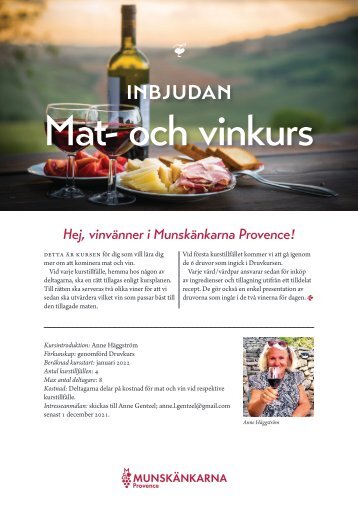 Inbjudan Vin- och matkurs 2022