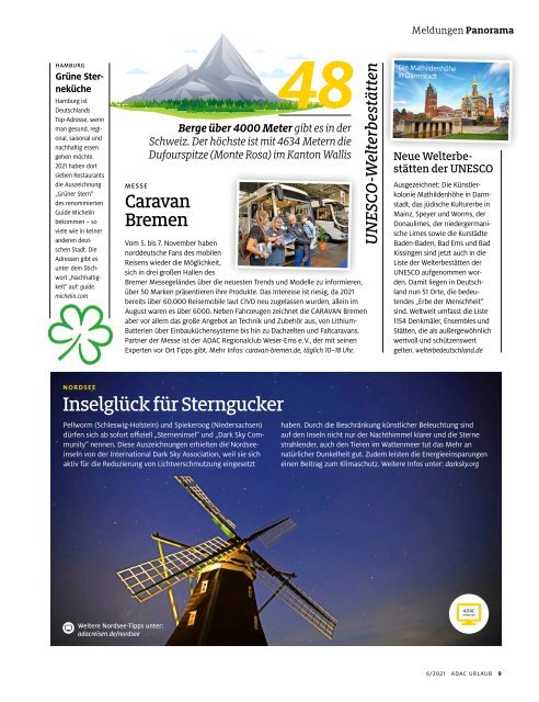 ADAC Urlaub Magazin, November-Ausgabe 2021, Württemberg