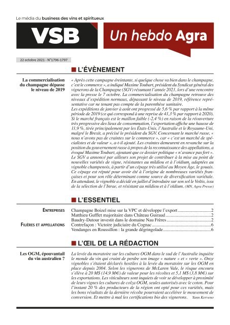 La Lettre VSB du 22 10 21