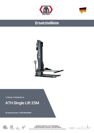 ATH-Heinl ERSATZTEILBUCH SPAREPARTS BOOK Single Lift 25M
