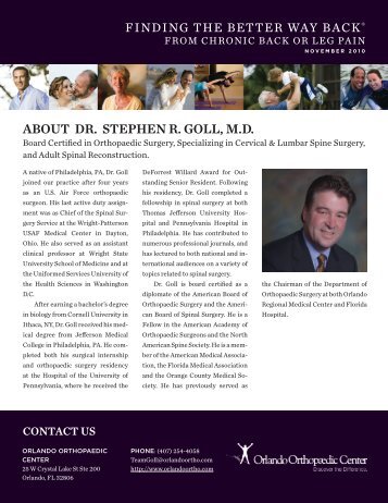 ABOUT DR. STEPHEN R. GOLL, M.D. - Orlando Orthopaedic Center