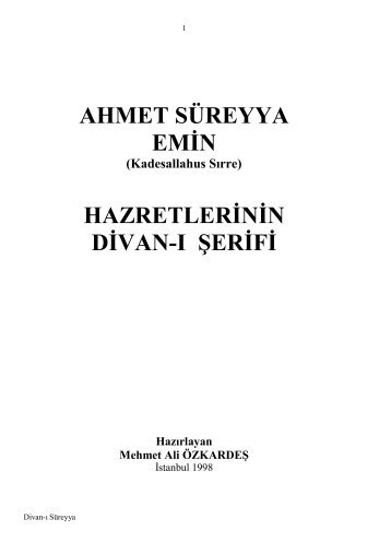 AHMET SÜREYYA EMİN HAZRETLERİNİN DİVAN-I ŞERİFİ