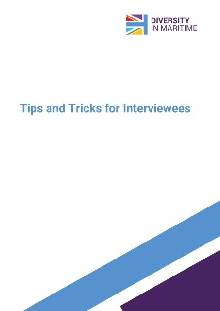 Diversity In Maritime, Tips and Tricks for Interviewees