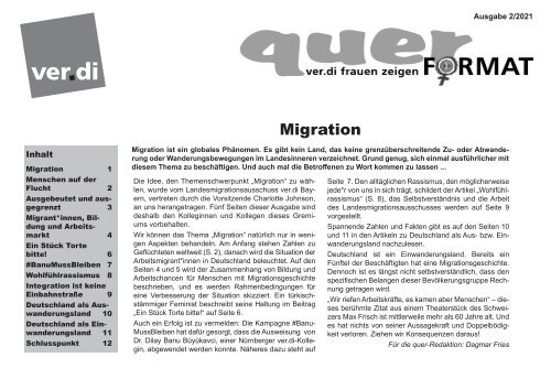 Zeitschrift quer ver.di Frauen Bayern (2/2021) Migration