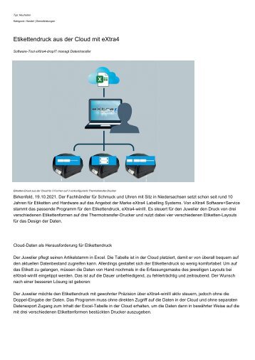 Etikettendruck aus der Cloud mit eXtra4