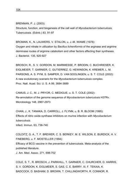 Untersuchungen zum Argininstoffwechsel bei Mycobacterium bovis ...