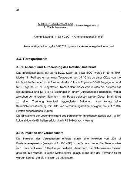 Untersuchungen zum Argininstoffwechsel bei Mycobacterium bovis ...