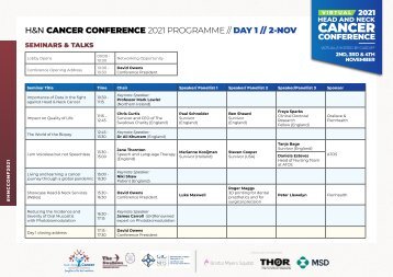 2021 Head & Neck Cancer Conference Programme