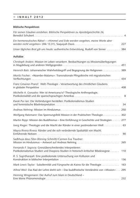 Interkulturelle Theologie 2012 - Evangelische Verlagsanstalt