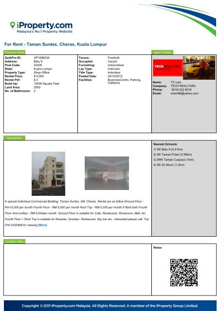 For Rent - Taman Suntex, Cheras, Kuala Lumpur