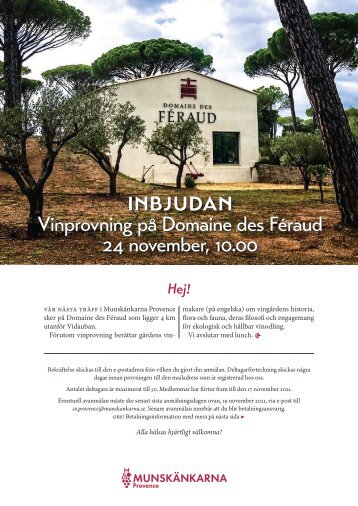 Inbjudan Domaine des Féraud