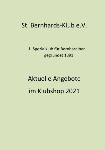 Bernhardinerkatalog Herbst 2021
