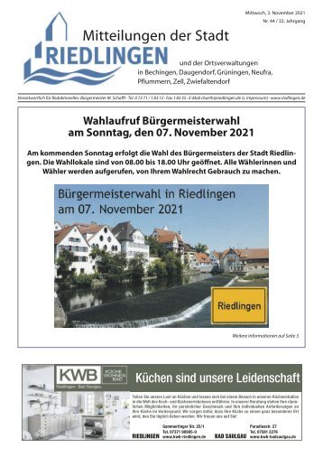 Amtliches Mitteilungsblatt Riedlingen 03.11.2021