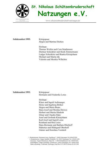 Hofstaatsliste von 2011 bis 1977 - Schützenbruderschaft Natzungen