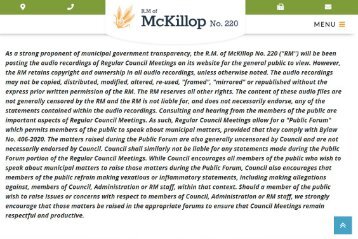 RM McKillop Disclaimer October 13 2021