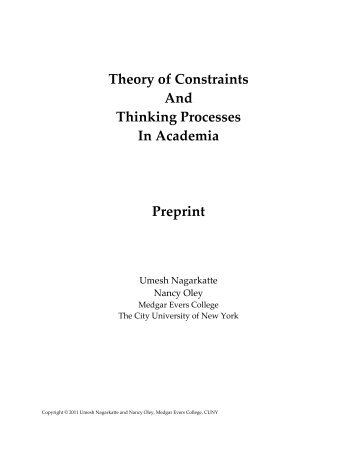 Theory of Constraints And Thinking Processes In Academia Preprint