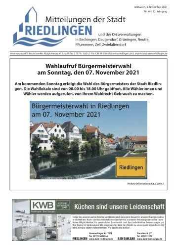 Amtliches Mitteilungsblatt Riedlingen 05.11.2021