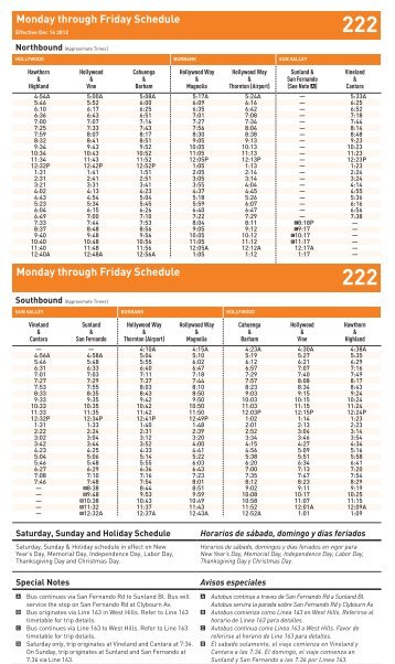 Line 222 - Metro Local -- Sun Valley - Hollywood via Hollywood Way ...