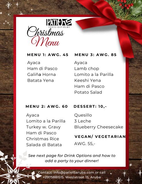 Christmas Menu Patio 15 2021