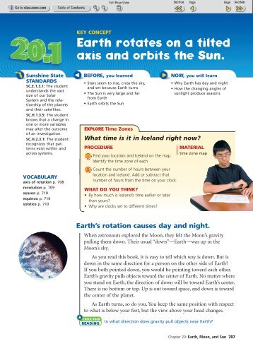 Earth rotates on a tilted axis and orbits the Sun. - ClassZone