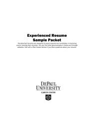 Experienced Resume Sample Packet - The Career Center - DePaul ...
