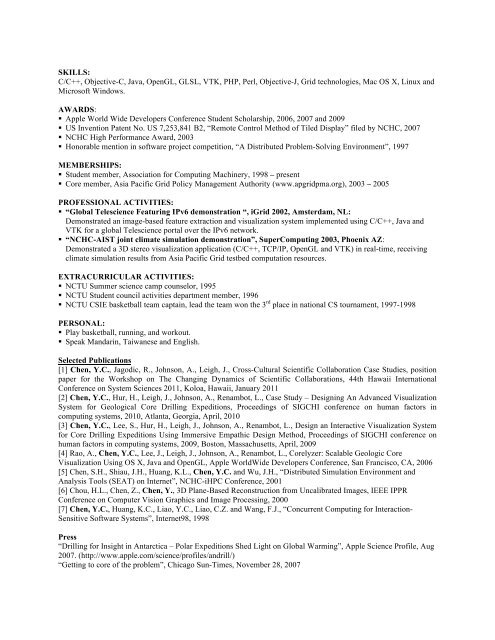 curriculum vitae - Electronic Visualization Laboratory - University of ...