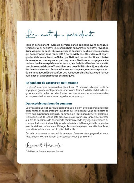 Select - Brochure par Groupe Voyage Québec