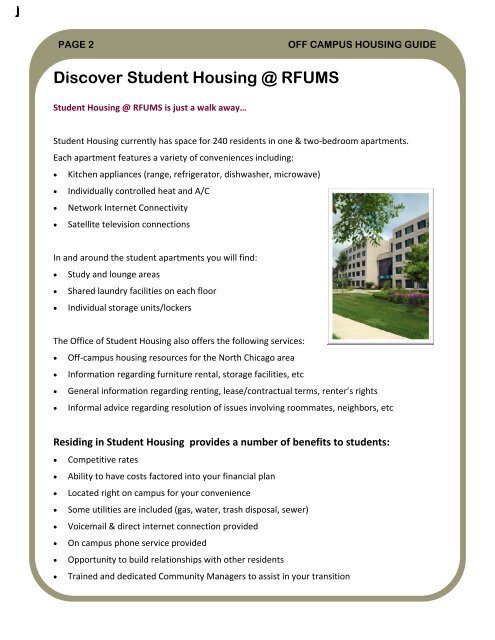 Off Campus Housing Guide - Rosalind Franklin University