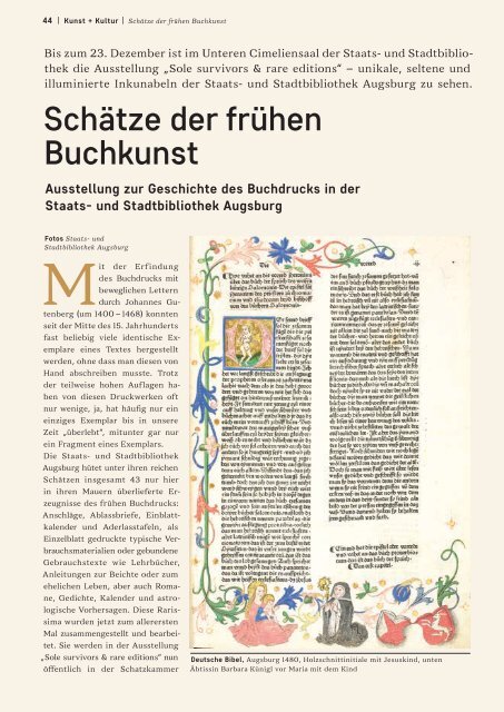 SchlossMagazin Augsburg Nordschwaben + Fünfseenland  November + Dezember 2021