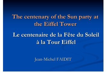 Le centenaire de la Fête du Soleil à la Tour Eiffel The ... - ESO
