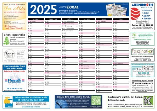 Kalender / Jahresplaner für Frankfurt