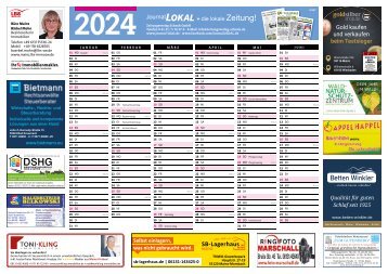 Kalender / Jahresplaner für die Mainzer Stadtteile Gonsenheim, Finthen, Drais und Lerchenberg