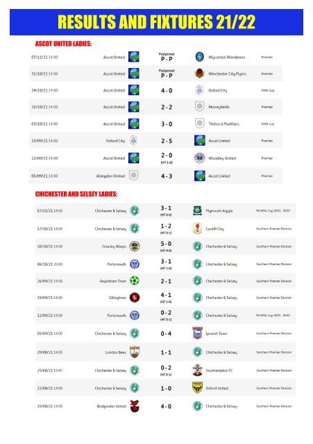 Ascot Ladies v Chichester and Selsey Ladies 141121