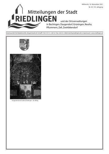 Amtliches Mitteilungsblatt Riedlingen 12.11.2021
