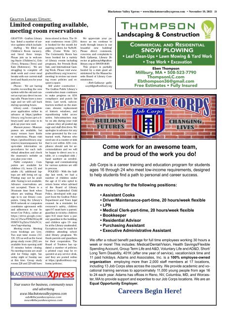 Blackstone Valley Xpress November 19, 2021