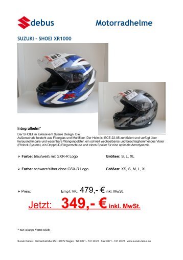 debus Motorradhelme SUZUKI - Motorrad Debus Siegen