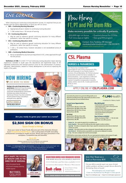 Kansas State Board of Nursing Newsletter - December 2021