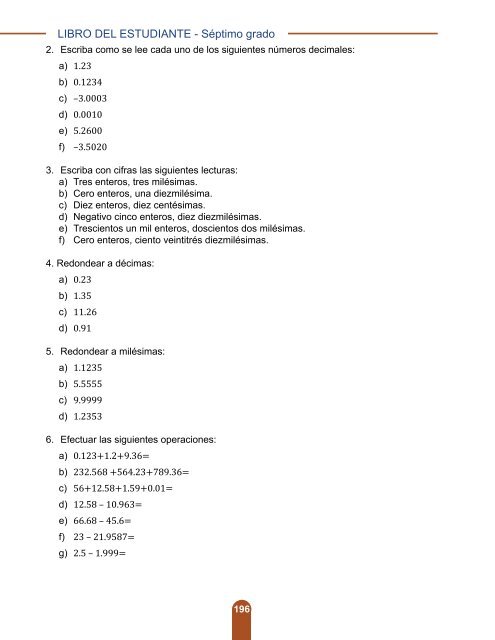 Libro del Estudiante Matemáticas 7mo